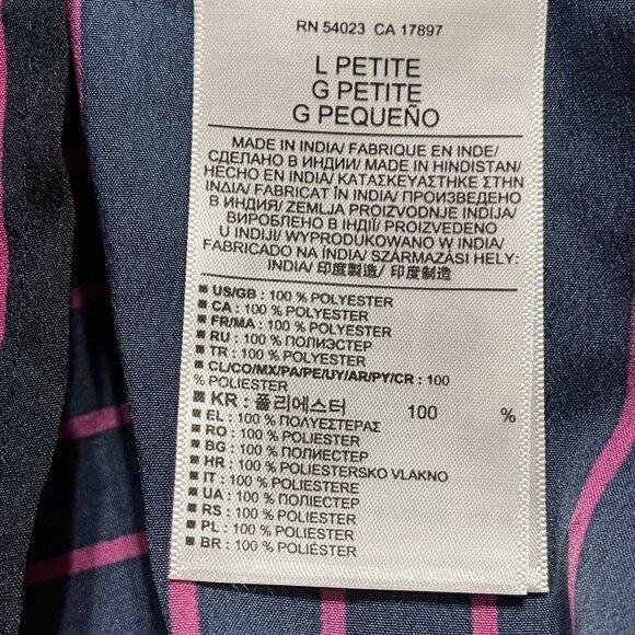 Banana Republic Womens Petite L Striped Sleeveless Split V Neck Top - Picture 5 of 11